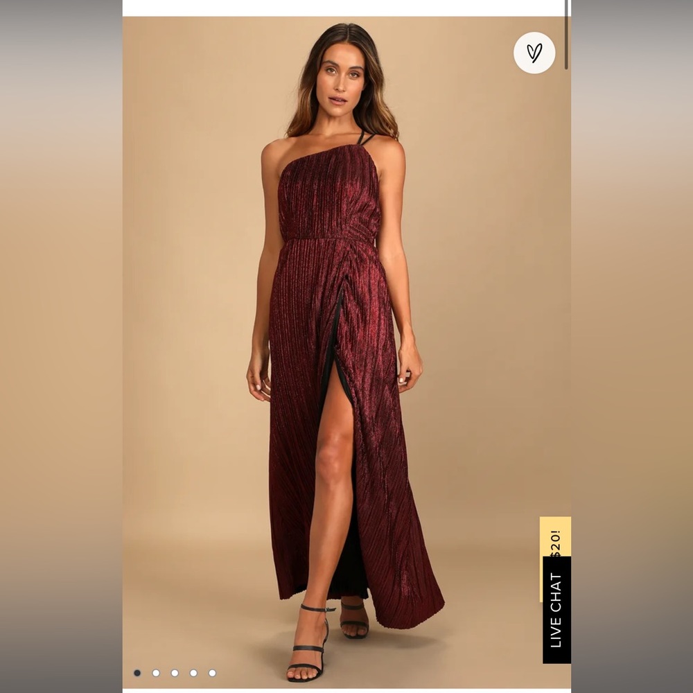 Lulus Red/Black One Shoulder Maxi Dress